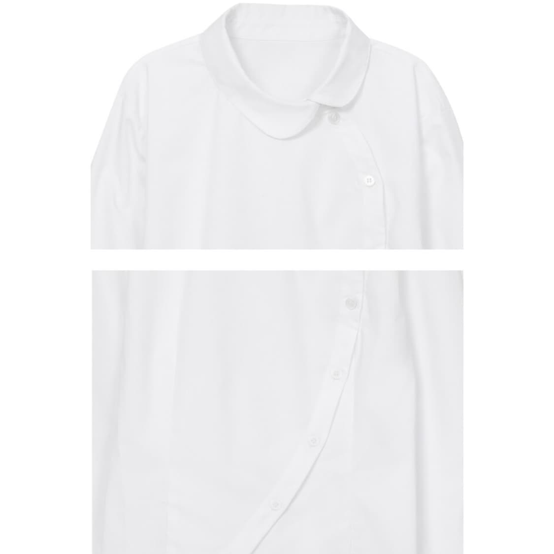 [2] 미세키서울 버튼 셔츠 화이트 블라우스 언발란스 상품이미지7