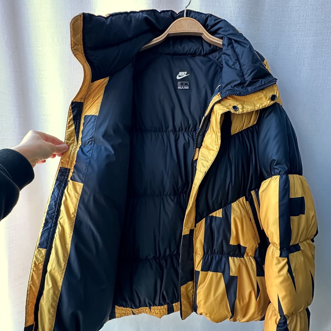 나이키 NSW 시즈널 필 다운 자켓 옐로우 블랙 M 상품이미지5