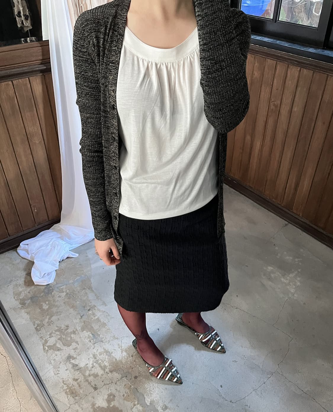 SALVATORE FERRAGAMO black tweed midi ski 상품이미지3