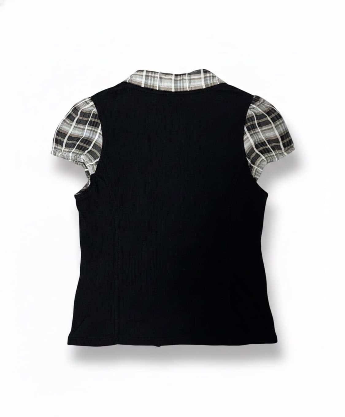 [개인결제]빈티지 체크 시스루 반팔 블라우스 상품이미지2