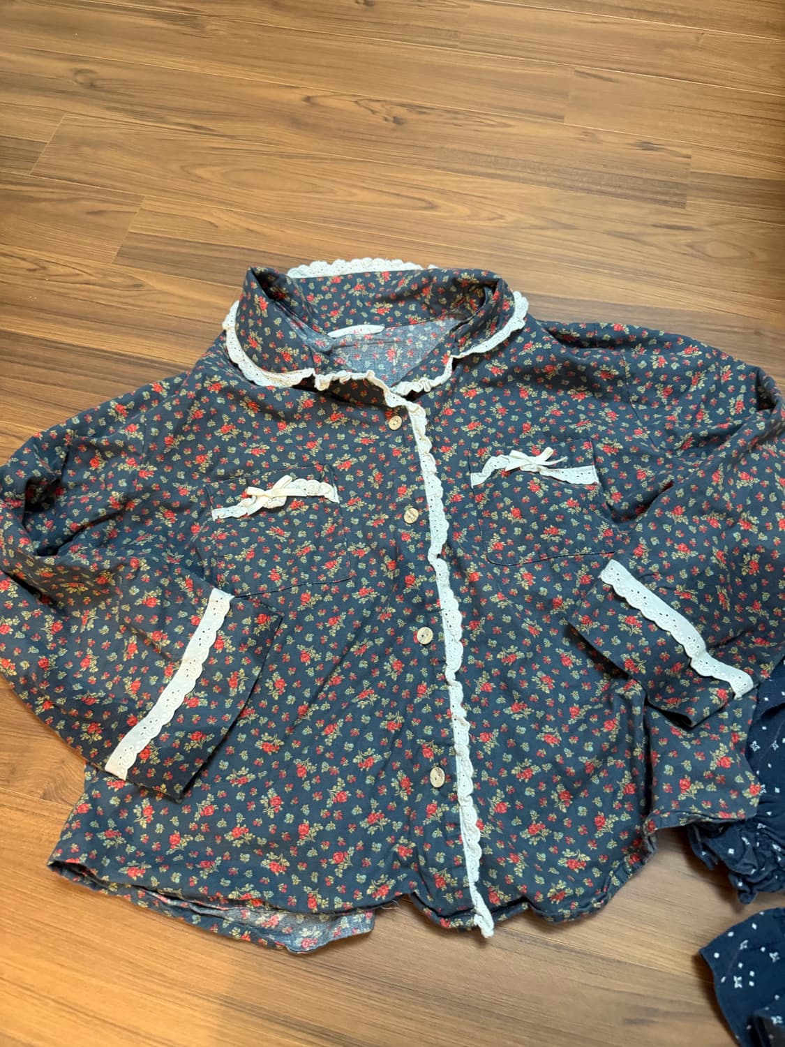 무신사 울랄라 파자마 빨강머리앤긴팔 레이스 잠옷 파자마셔츠에이블리지그재그 상품이미지2