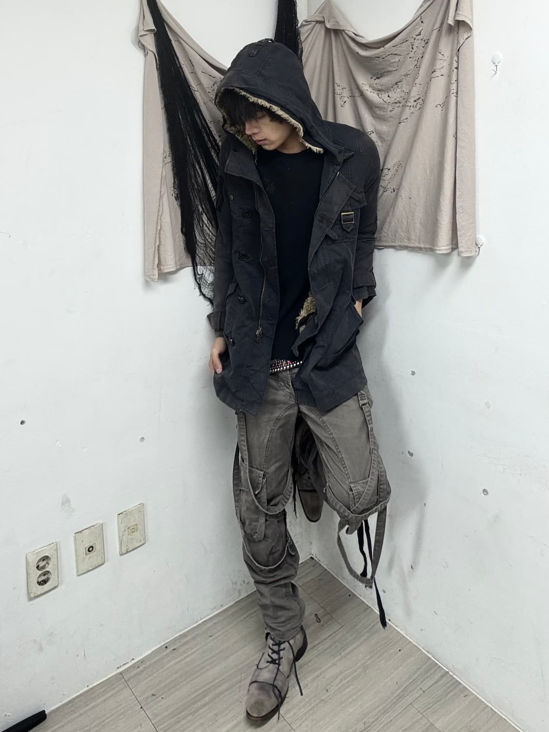 [ABAHOUSE]00‘s Grunge Fur Trimming Jacke 상품이미지9
