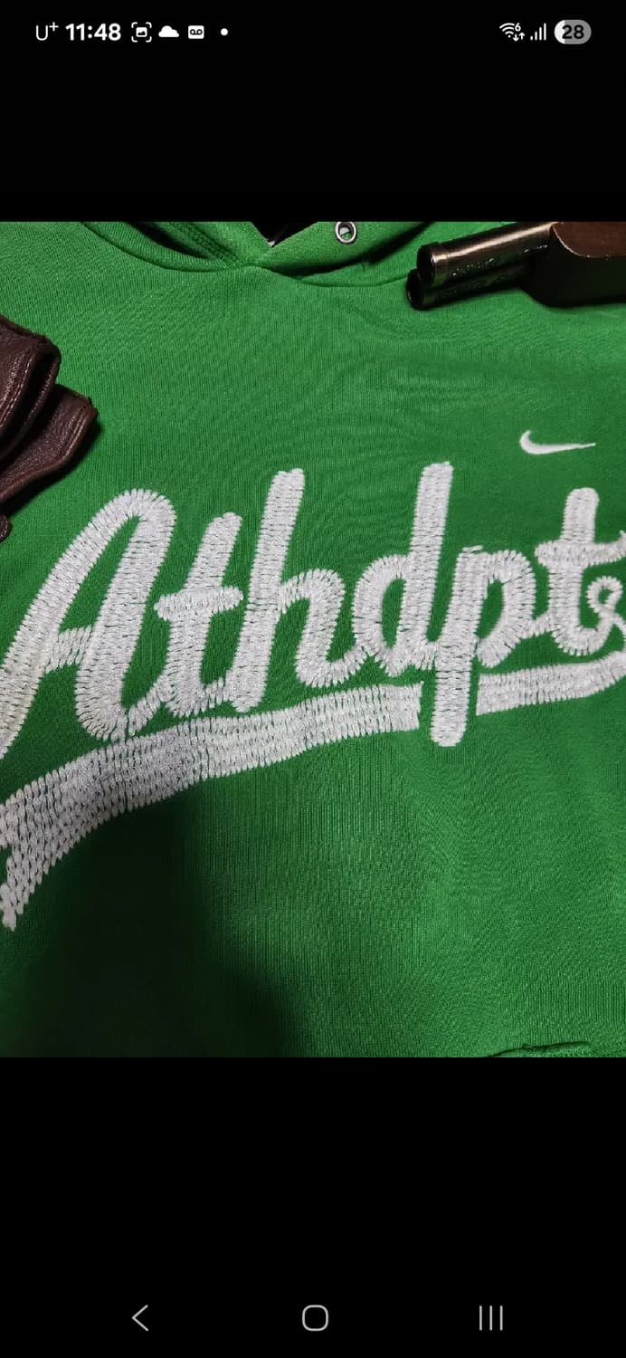 NIKE 자수 후드 그린 나이키 후드티 상품이미지3