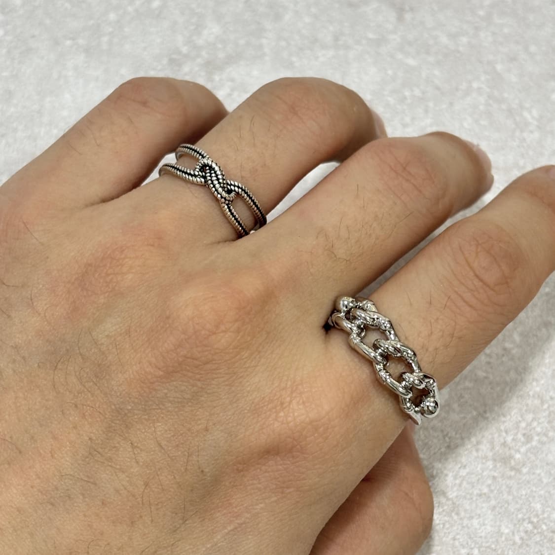 Oribell 킹크 꼬임 링크 925 스털링 실버 미니멀 오픈링 반지 상품이미지7