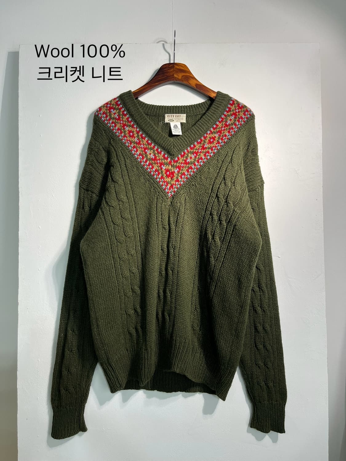 wool 100% 크리켓 니트 울100% XL 상품이미지1