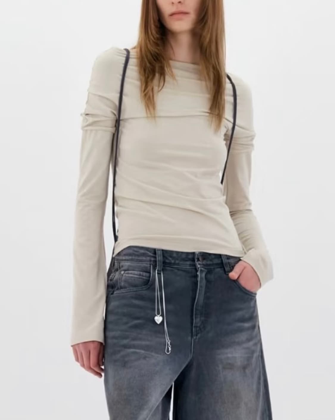 Lowclassic SHIRRING BOATNECK TOP 상품이미지1