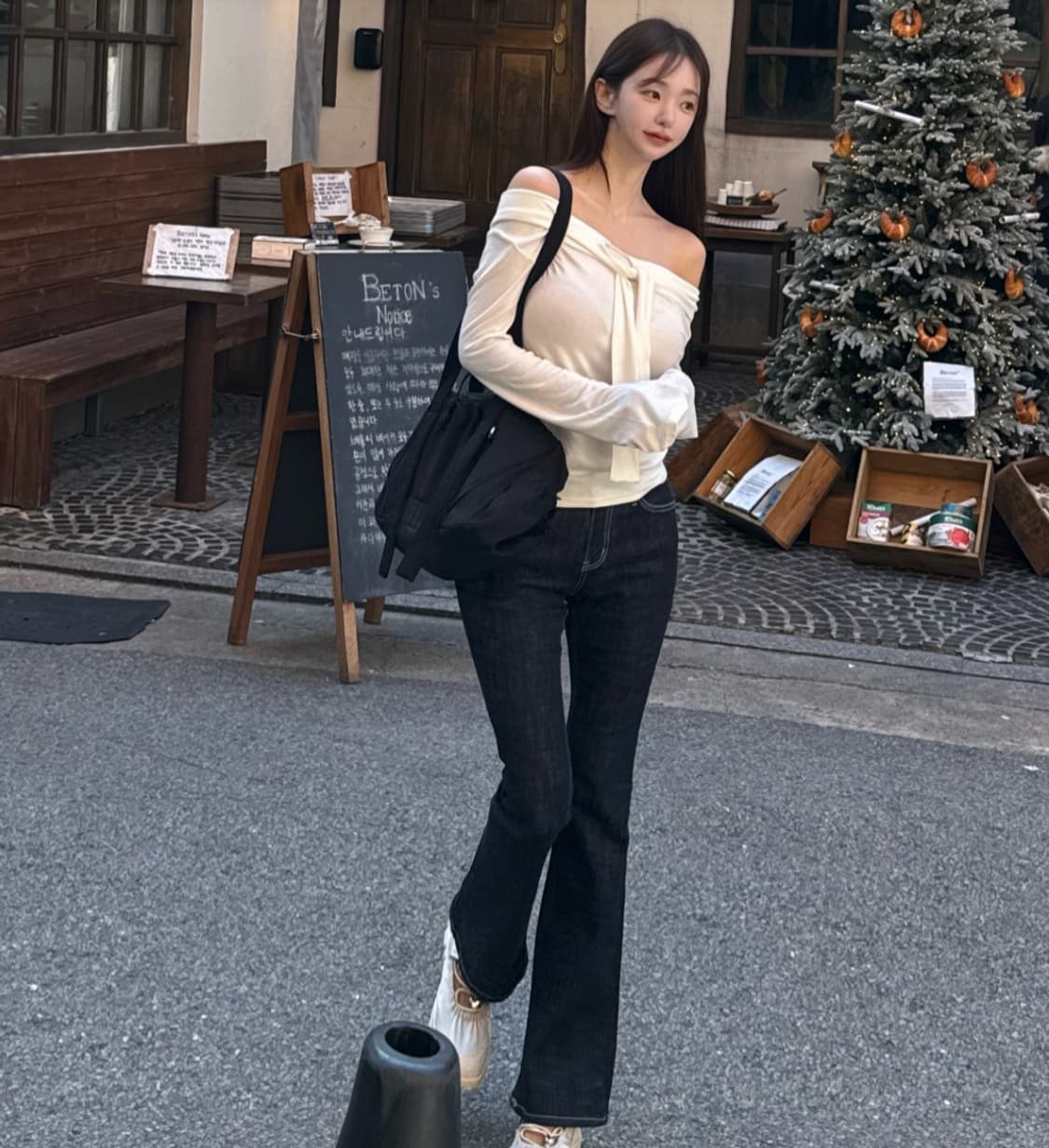 카인다미 골반 볼륨업 생지 기모 부츠컷 데님 s 상품이미지4