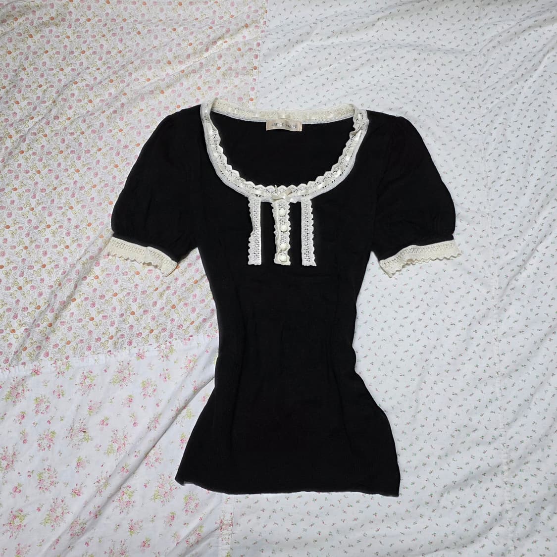 빈티지 공겜여주 고딕 블랙 레이스 리본 로걀탑 갸루일브히메갸루 상품이미지1