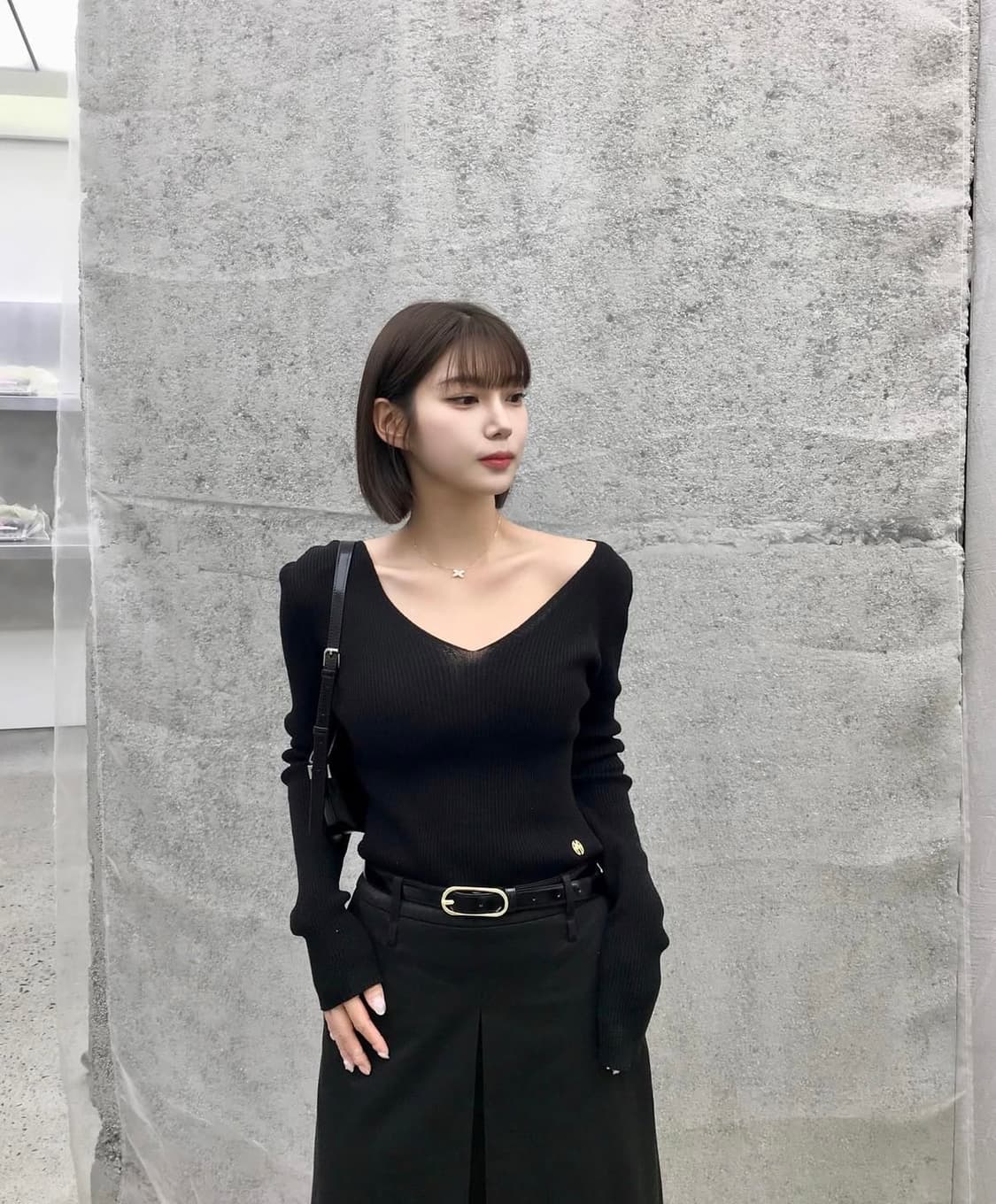 메종마레 Inverted Pleat Skirt Black  상품이미지1