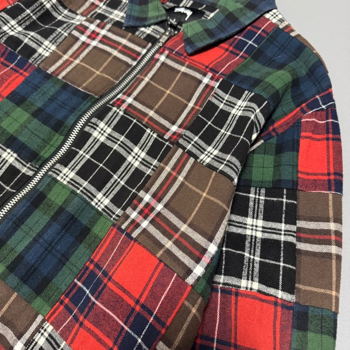 스투시(STUSSY) 플란넬 코튼 패치워크 집업 블루종 자켓 상품이미지4
