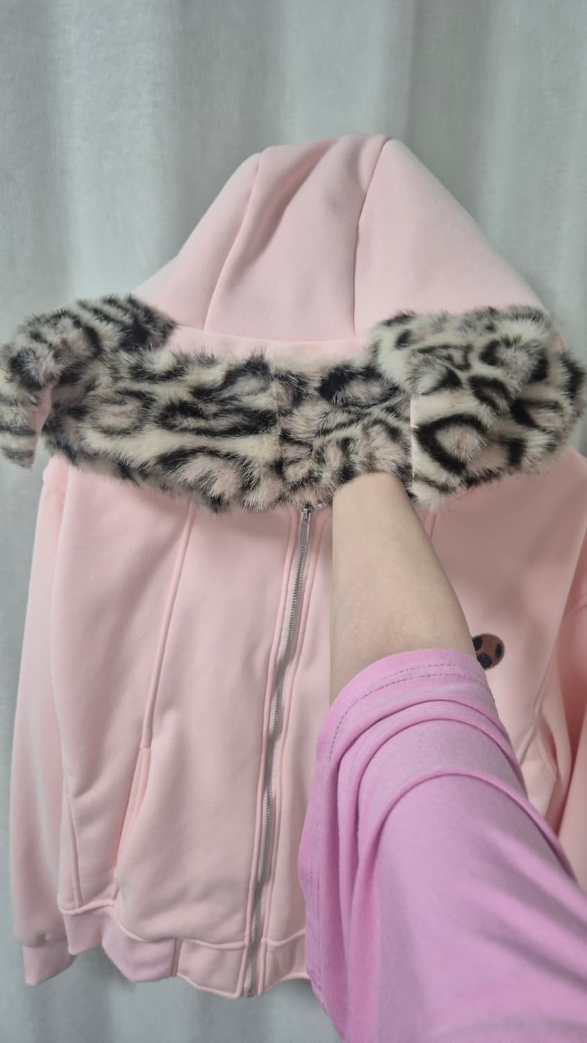 핑크 퍼 후드집업 상품이미지1