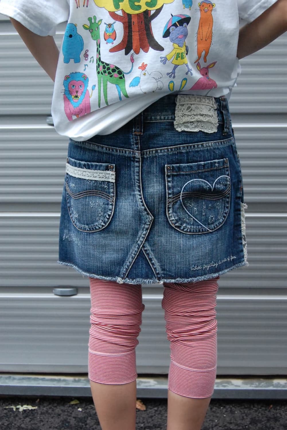 레이스 하트 청스커트 러블리 모리걸 니혼진 빈티지 상품이미지1