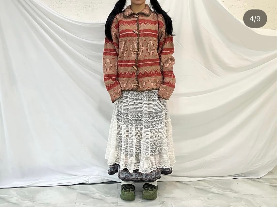 케이블니트집업, 인디언패턴자켓, 히피스커트, 시스루스커트 상품이미지4