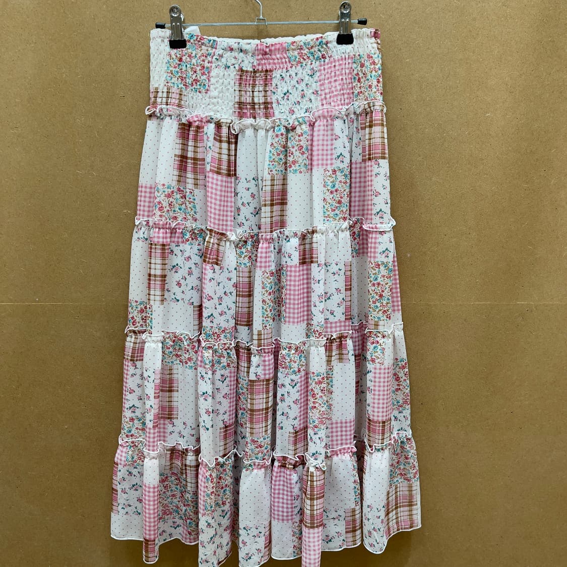일본빈티지 레렉 패치워크 캉캉 롱스커트 상품이미지2