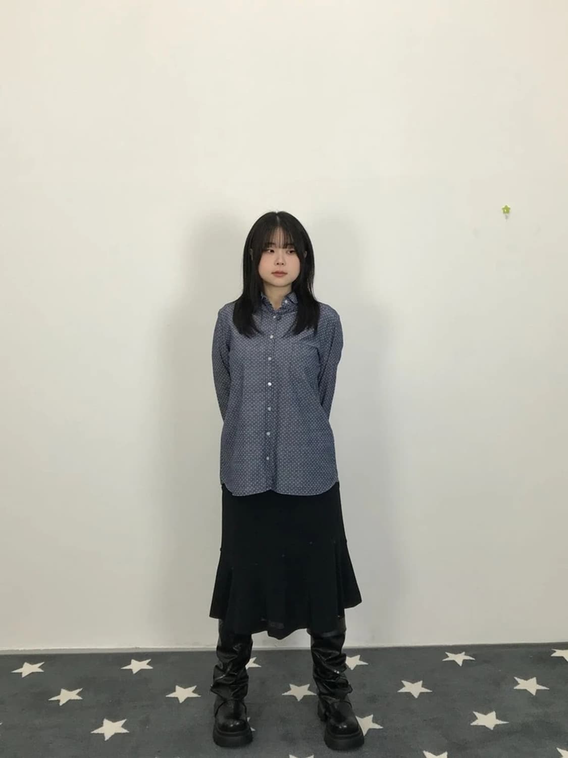 Navy Dot Pattern Casual Shirt 상품이미지1