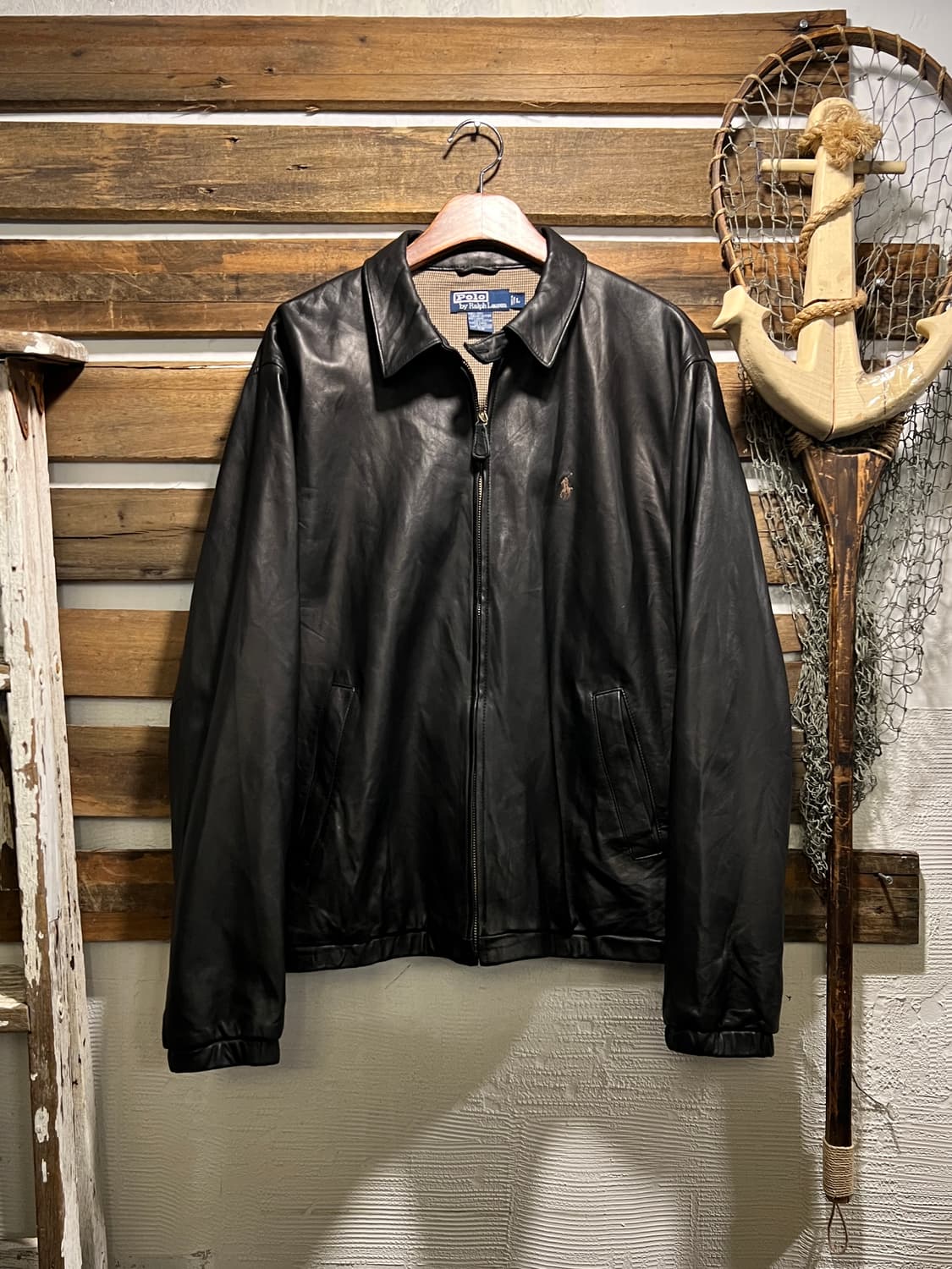 [L]폴로 랄프로렌 맥스웰 램스킨 블랙 레더 자켓 상품이미지1
