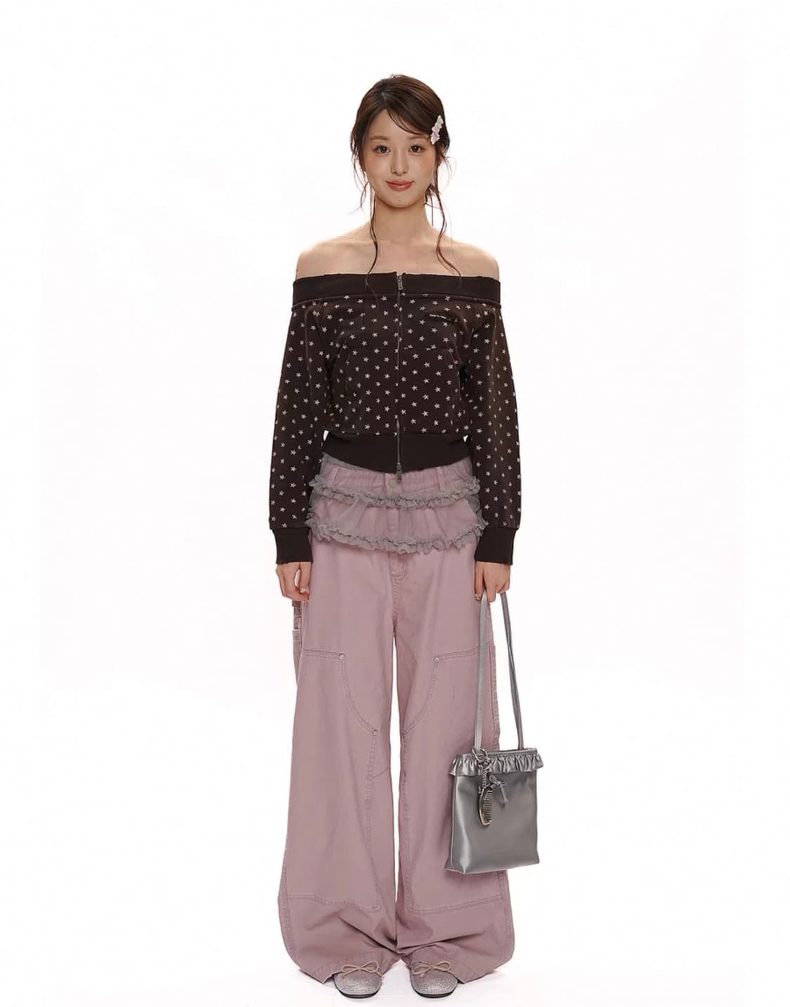 Moromoro2 star print zipper sweatshirt 상품이미지2
