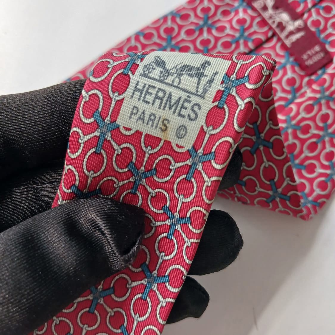 에르메스 실크 레드 체인 패턴 넥타이 8.5cm A등급 E949
 상품이미지10