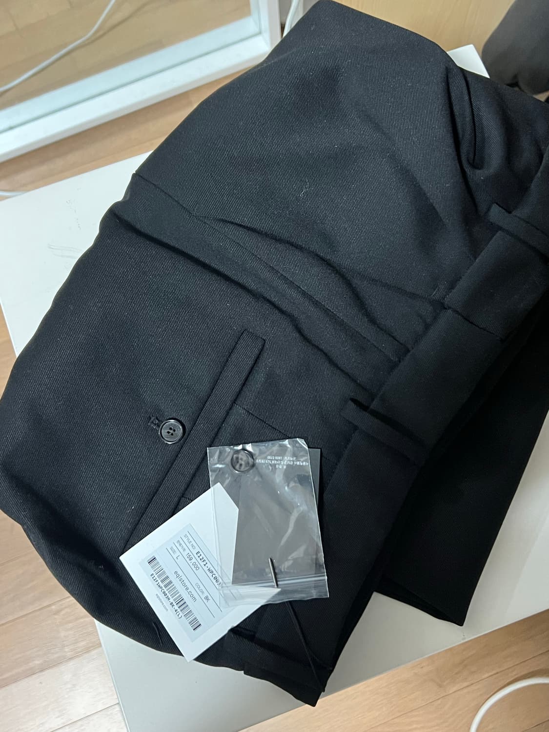 에센셜바이이큐엘 와이드핏 슬랙스 블랙 L 상품이미지3