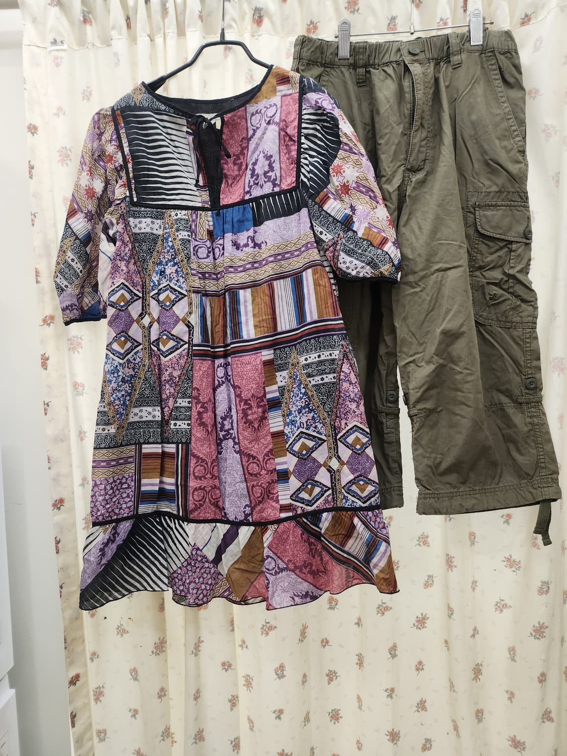 (지구샵) 히피 원피스 카고바지 세트  상품이미지2