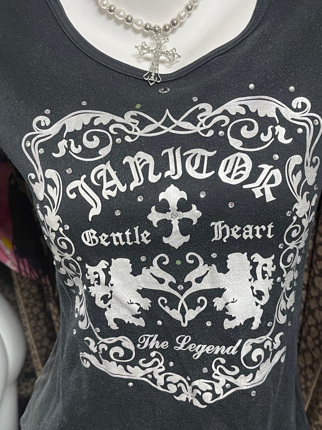 쥬시꾸뛰르st y2k 큐빅 슬림 반팔 상품이미지2