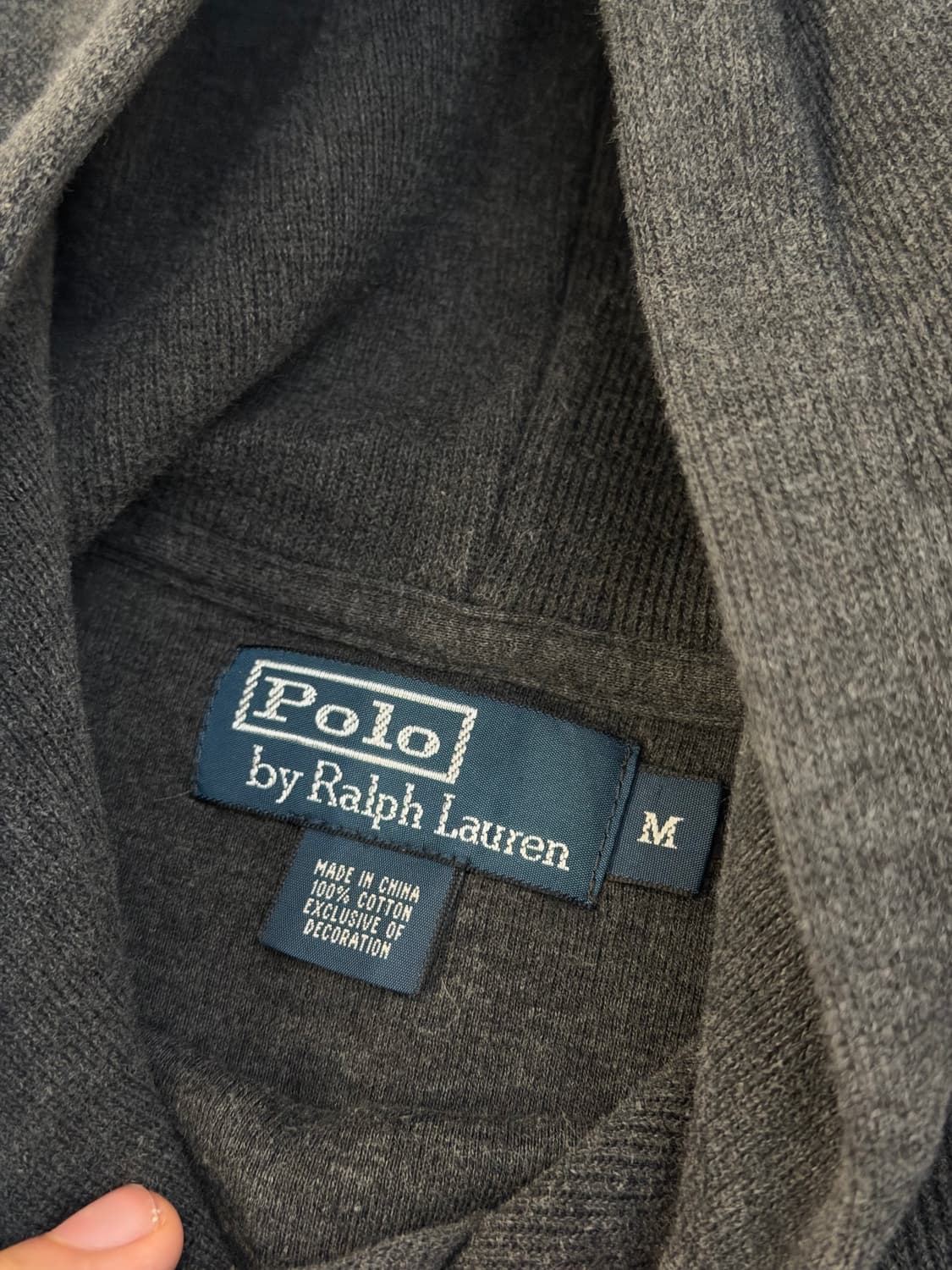 폴로 랄프로렌 암패치 와플 니트 후드티 차콜 그레이 상품이미지3