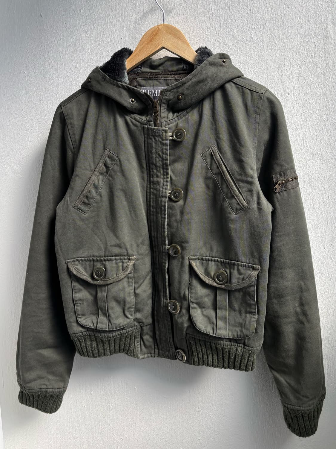 Vintage Khaki Fur Hood Jacket  상품이미지1