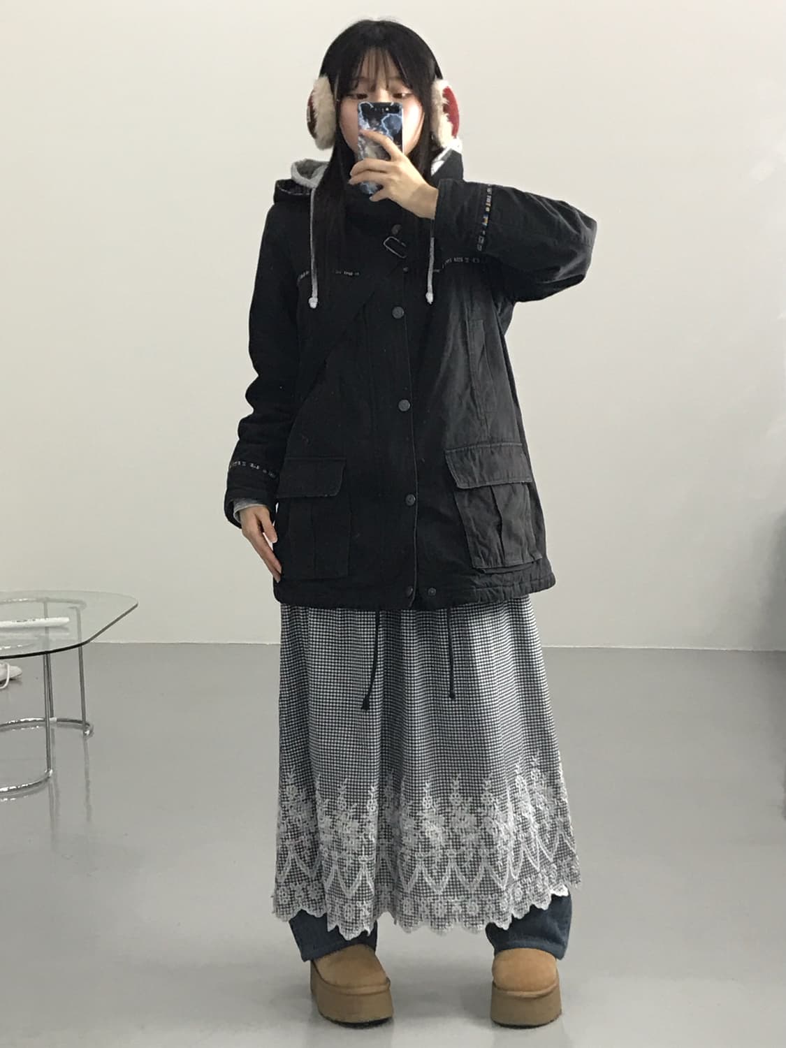 Titicaca Cotton Black Mini Coat 상품이미지2