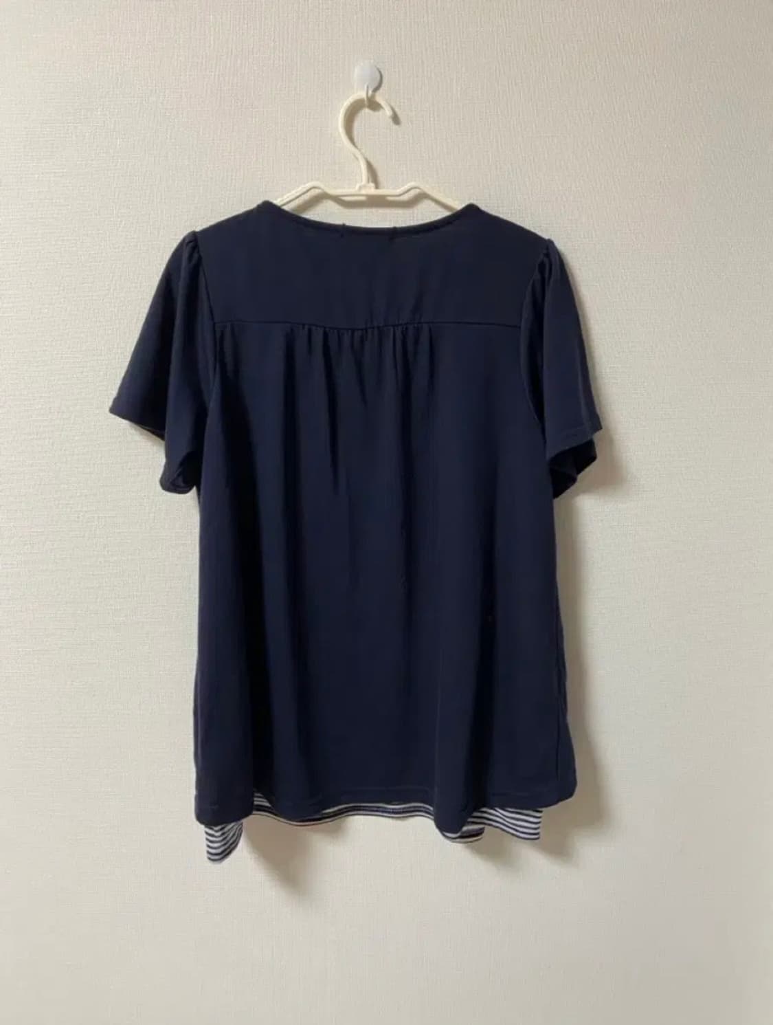 일본 빈티지 모리걸 스트라이프 바선생 반팔 티셔츠 상품이미지4