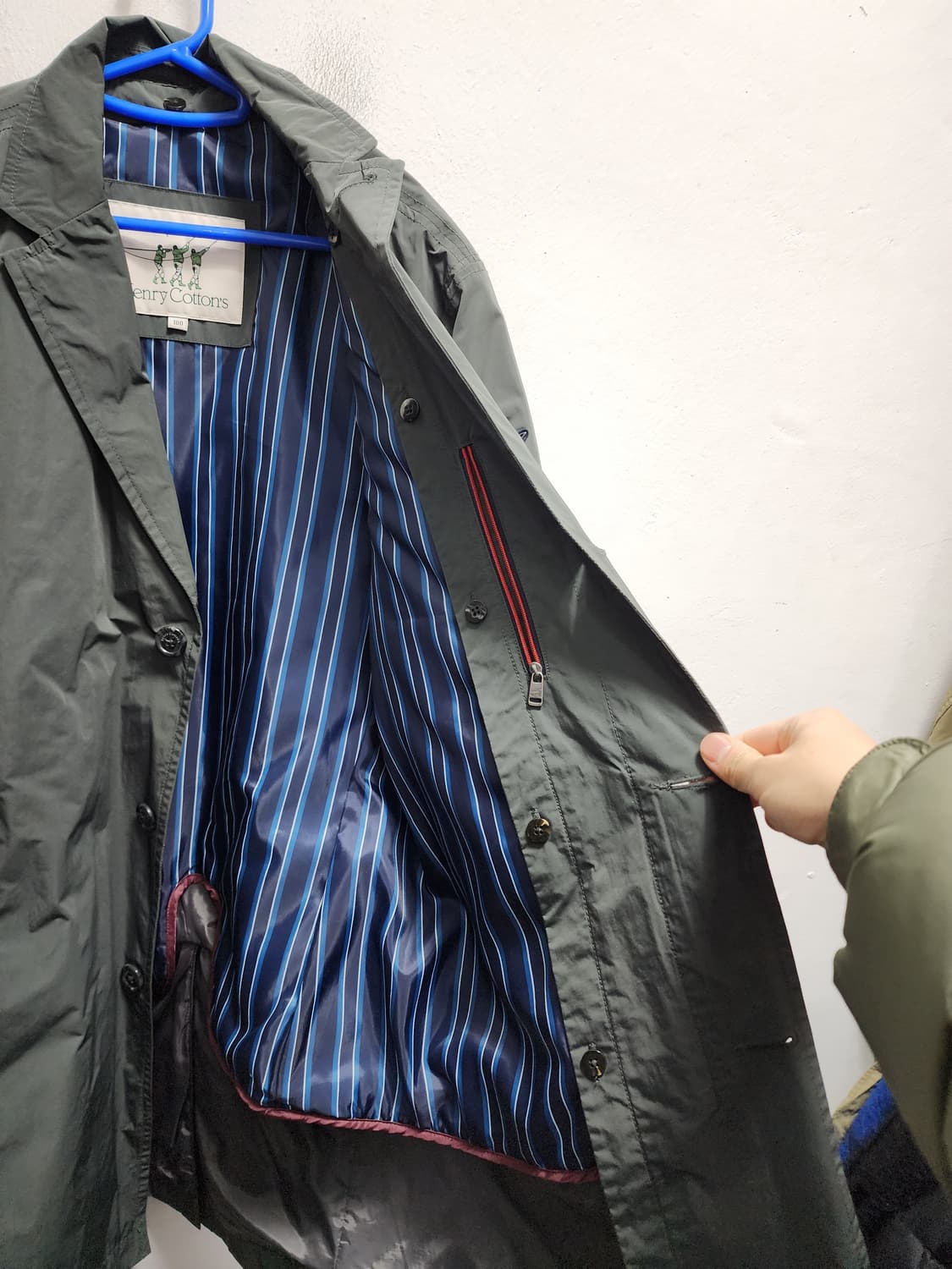 (내피포함) 헨리코튼 아메카지 카키색 트렌치코트  상품이미지7