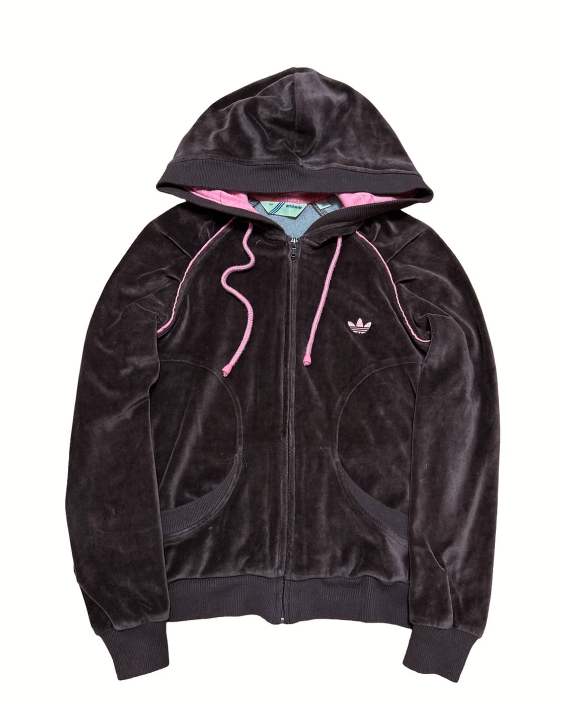 아디다스 브라운 핑크 벨벳 후드집업 상품이미지1