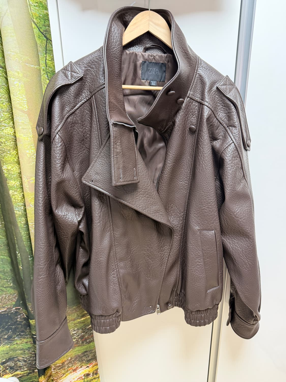 Zara 페이크 레더 점퍼 브라운 xxl 생로랑맛  상품이미지2