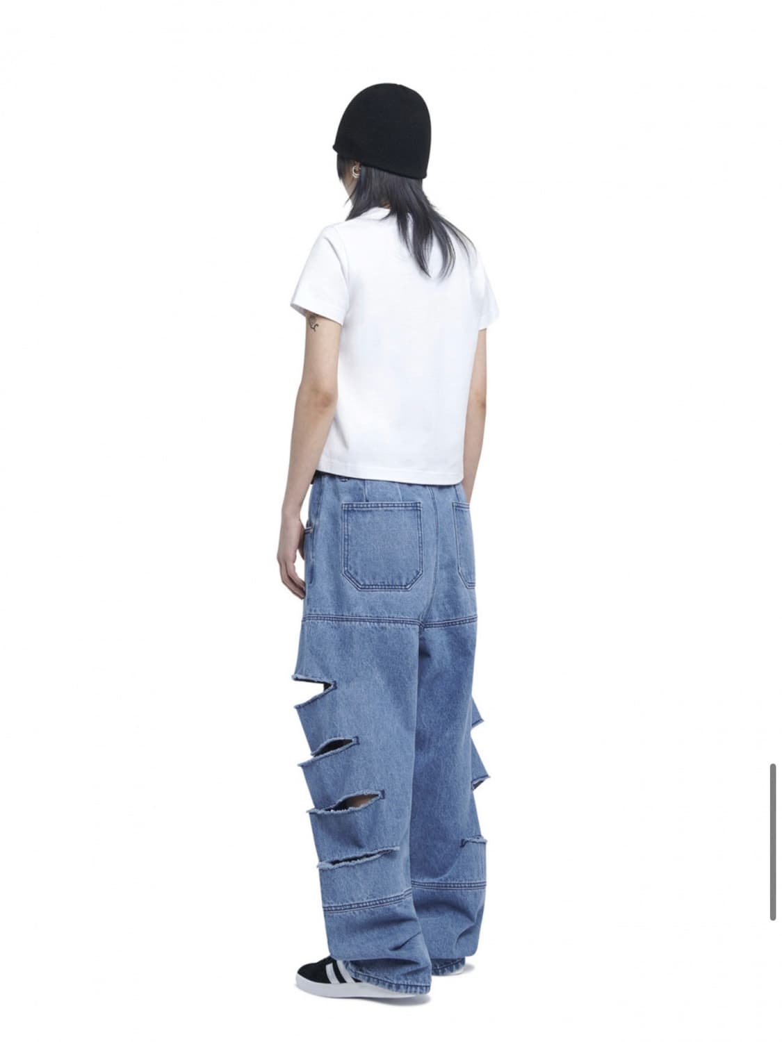 노매뉴얼 데미지 사이드 트임 와이드 빈티지 데님팬츠 M 상품이미지4