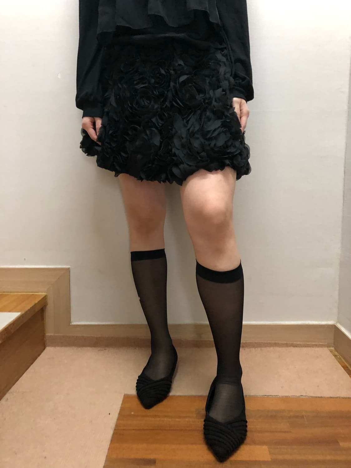 빈티지 블랙 플라워 미니 스커트 상품이미지8