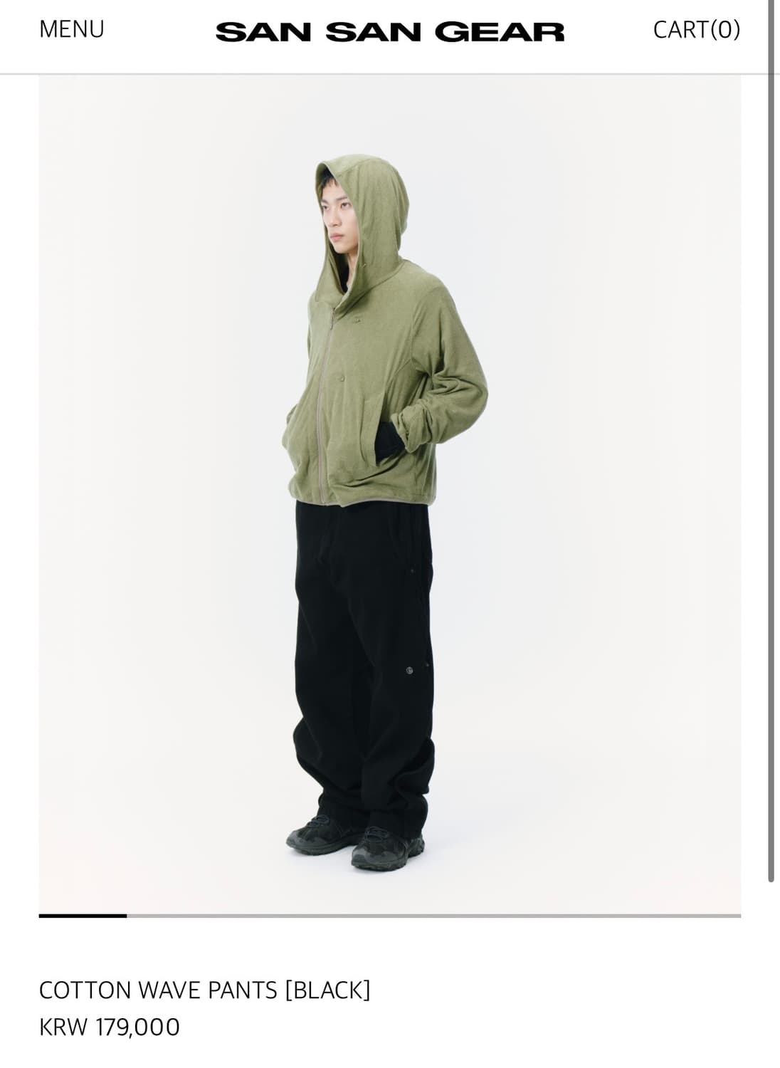 2사이즈 삽니다 산산기어 코튼웨이브 팬츠 블랙  상품이미지1