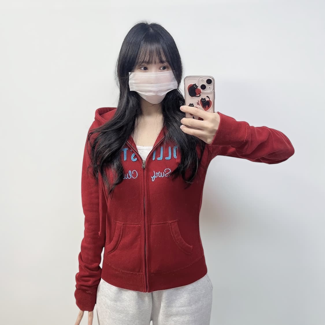 홀리스터 스펠 로고 후드집업 레드 상품이미지1