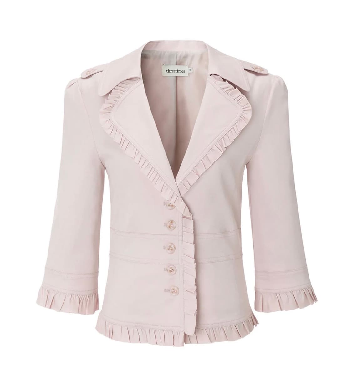 쓰리타임즈 버튼프릴자켓 핑크 s 판매해요 상품이미지1