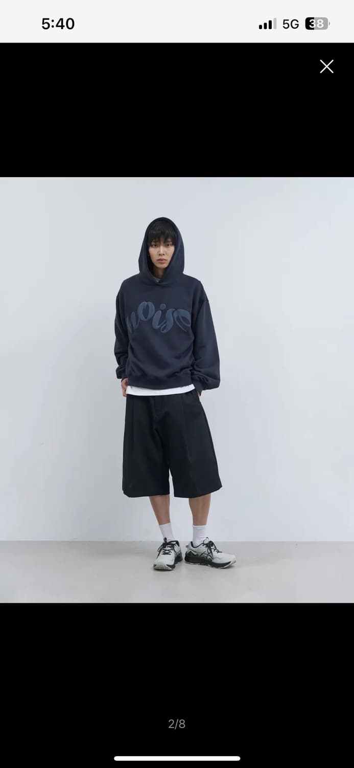 노이즈 로고 코튼 후드 - 네이비 상품이미지2