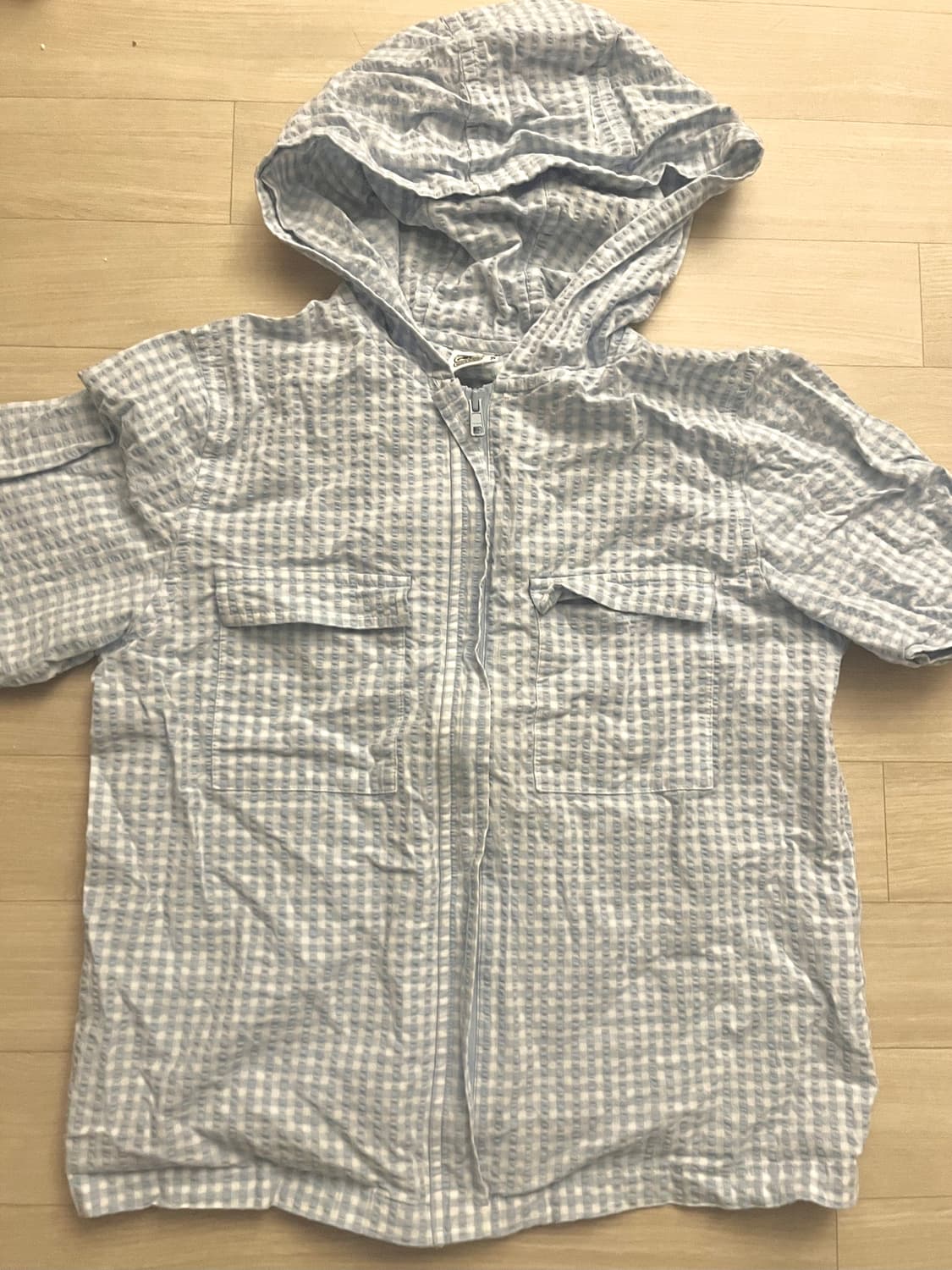 꾸레쥬 빈티지 체크 반팔 셔츠 집업 상품이미지1