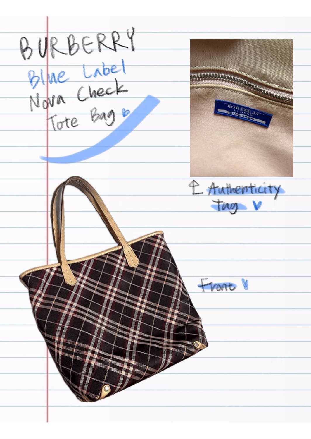 Burberry Blue Label Nova Check Tote Bag 상품이미지1