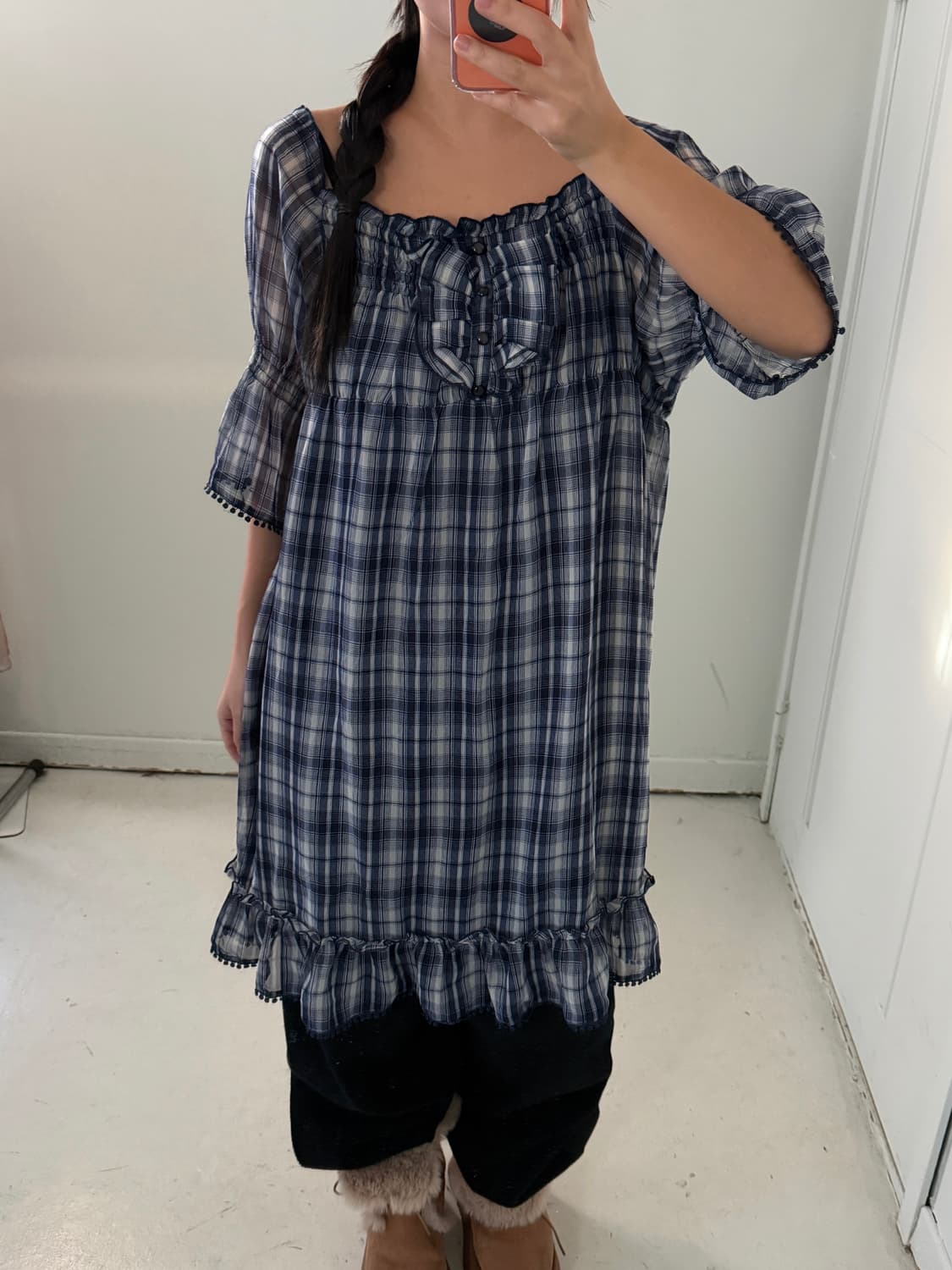 일본빈티지 그런지룩 체크 원피스 상품이미지1