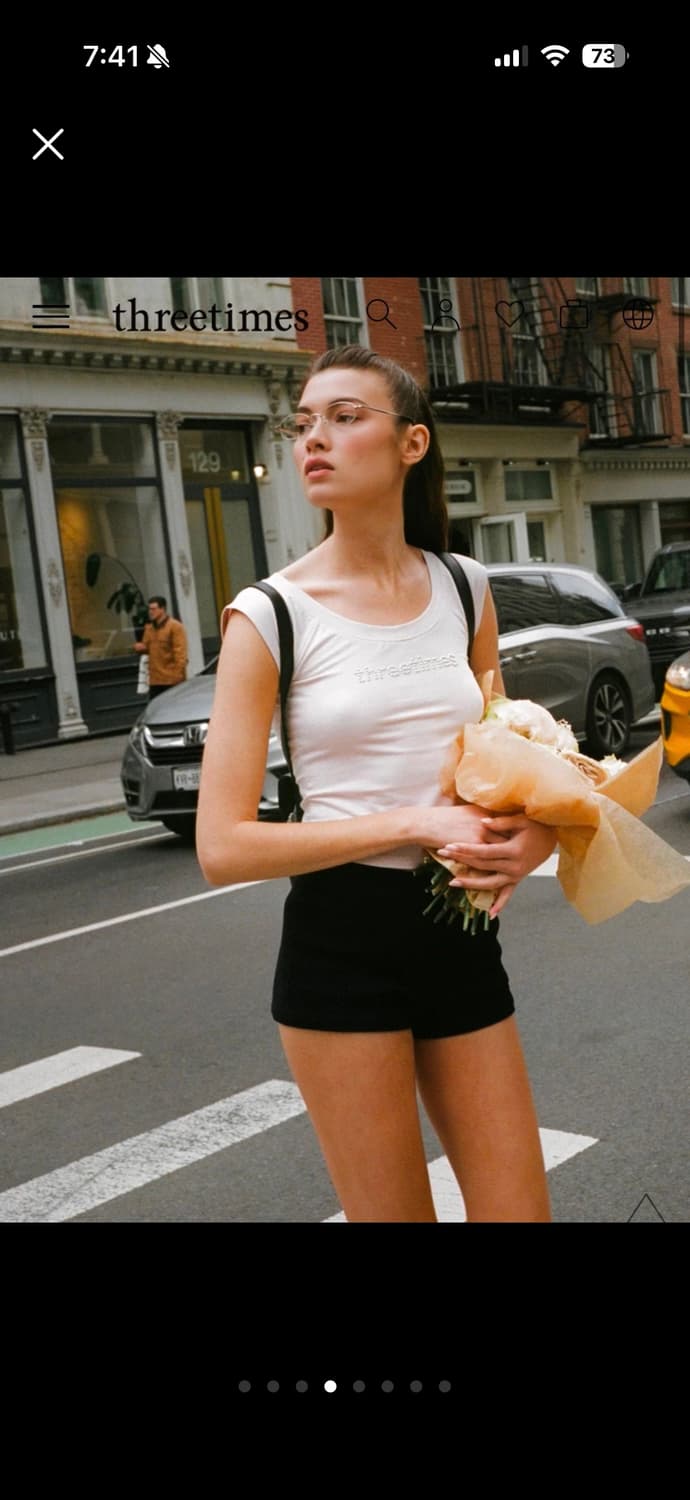 새상품) 쓰리타임즈 비쥬 로고티 핑크 스몰 상품이미지2