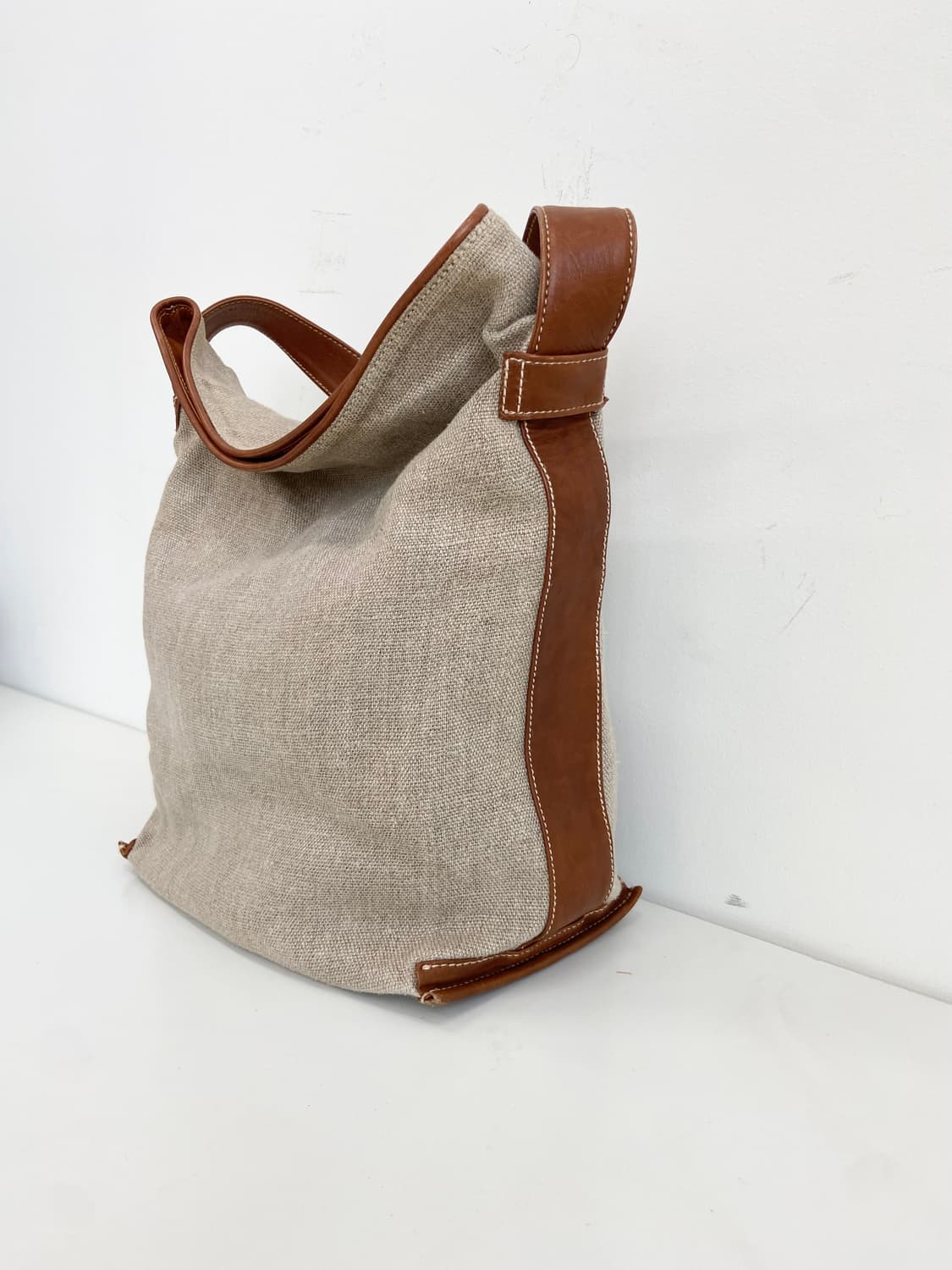 Genten 린넨/레더 숄더백 상품이미지3