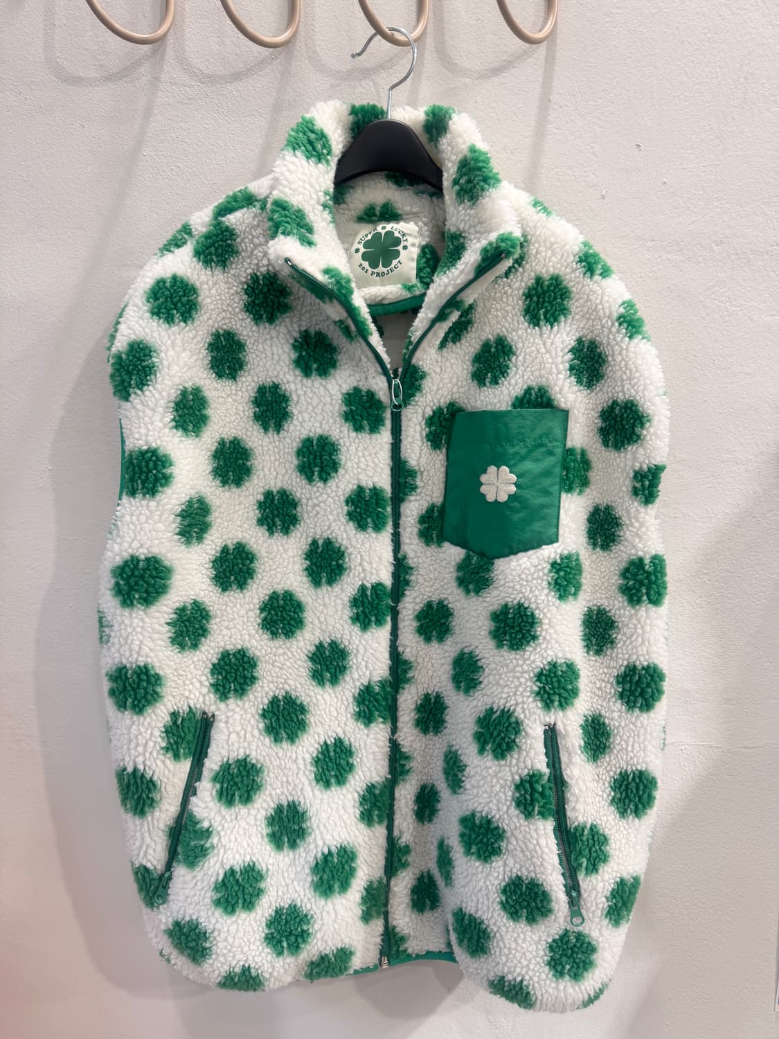 vintage 보아 뽀글이 클로버 집업베스트 상품이미지1