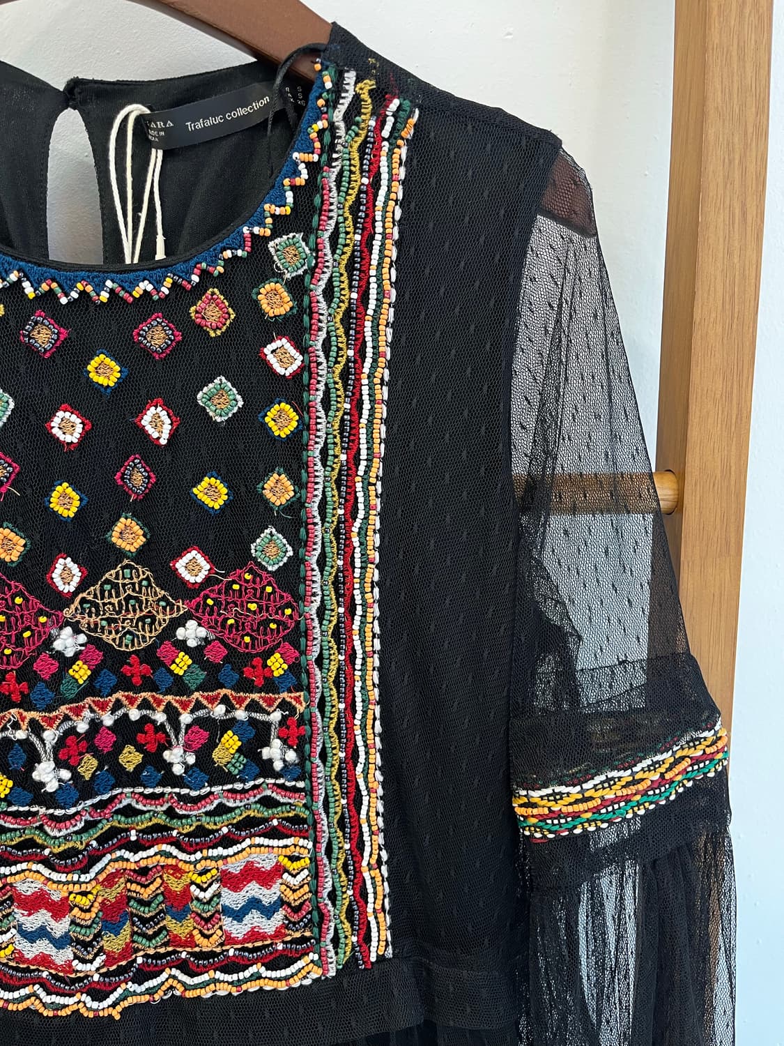 [새상품] 자라(ZARA) 에스닉 비즈 자수 시스루 롱 원피스 상품이미지3