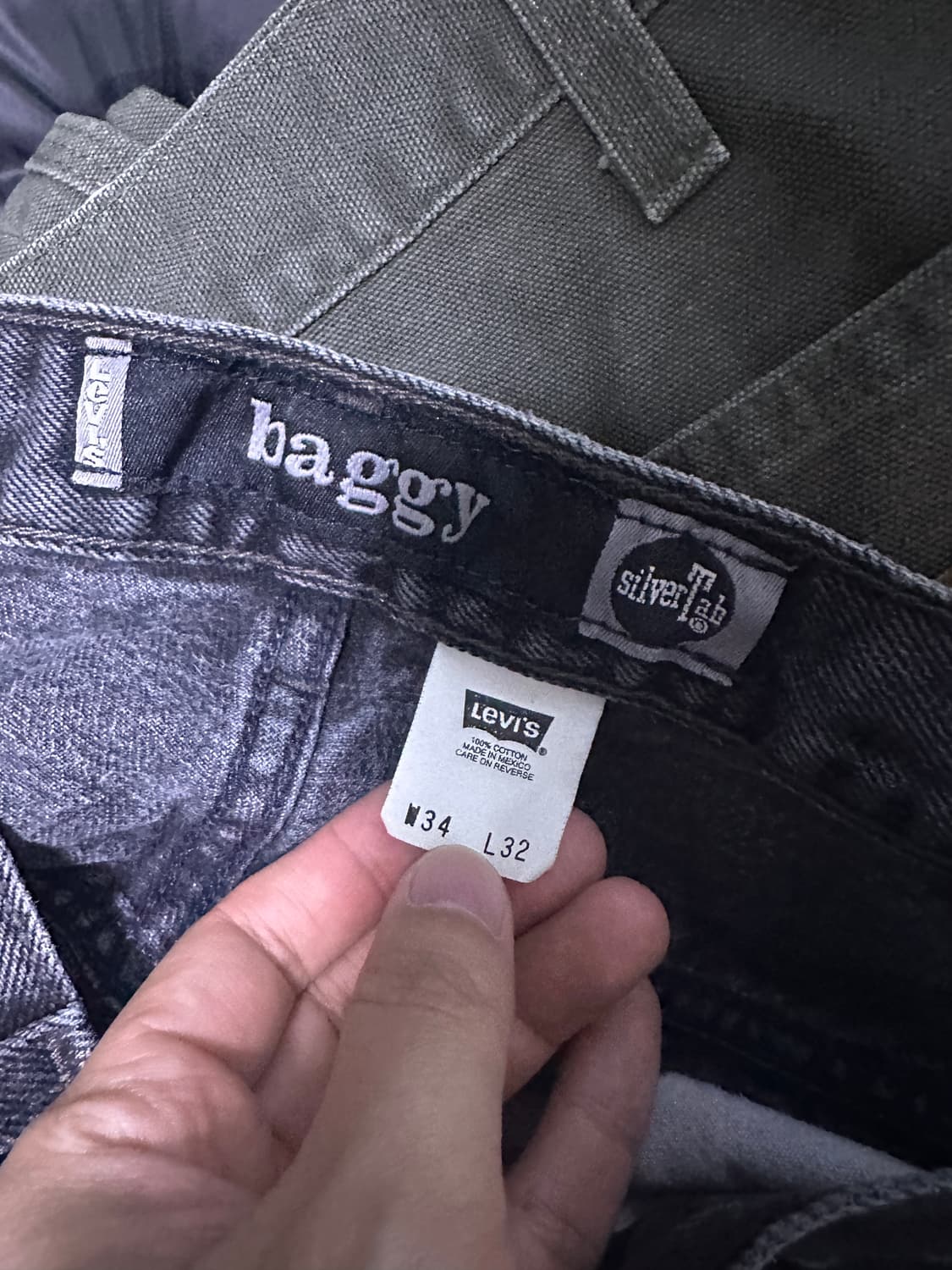 [34X32] 빈티지 리바이스 실버탭 배기 흑청 데님 팬츠 상품이미지6