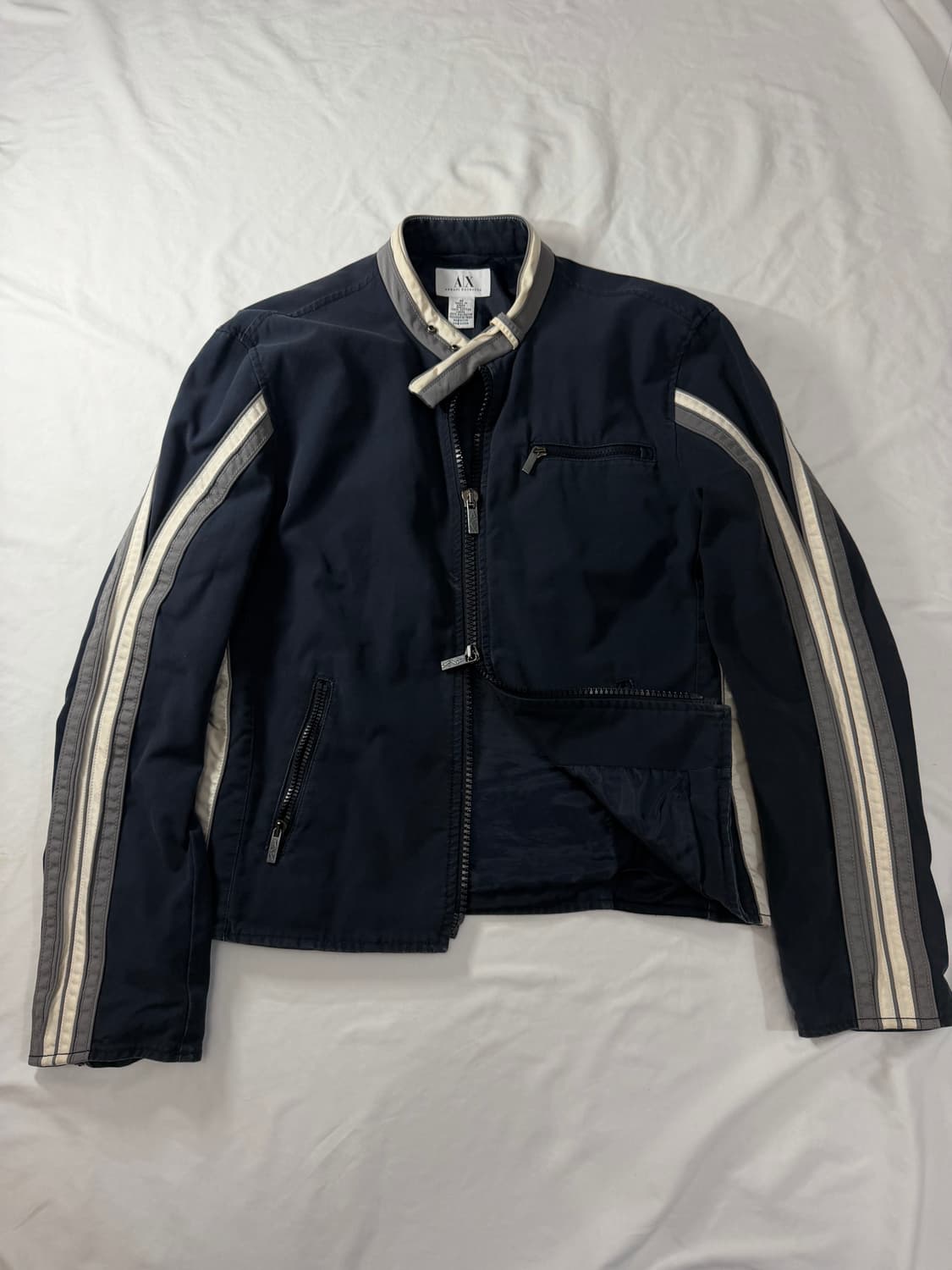 00s 아르마니 익스체인지 싱글 바이커 자켓 네이비  상품이미지2