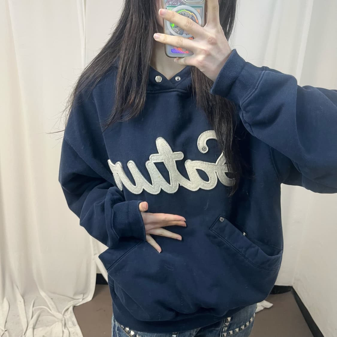 Satur Lugo applique rivet hoodie 상품이미지3