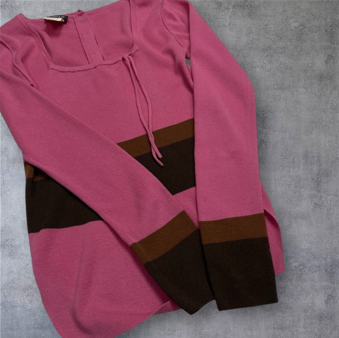 소니아 리키엘 Sonia rykiel 핑크 스퀘어넥  슬림핏 니트 M 상품이미지5