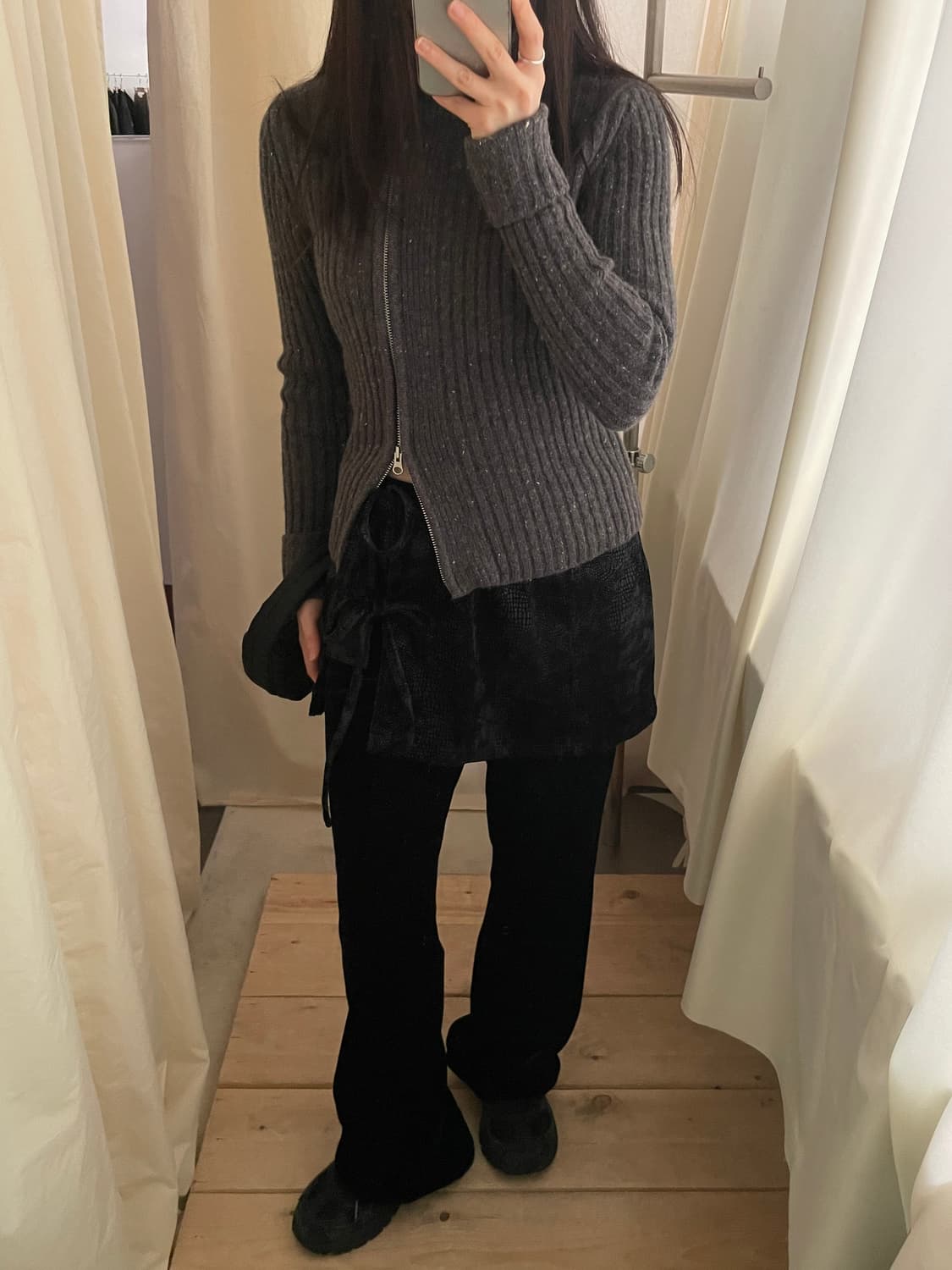 vintage black velvet boots cut pants 상품이미지7